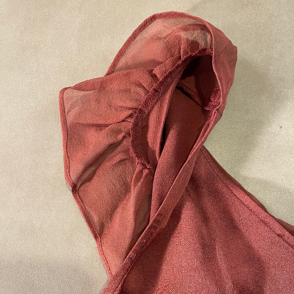 Cap Sleeve Silk Top - Burgundy Color - Picture 6 of 8